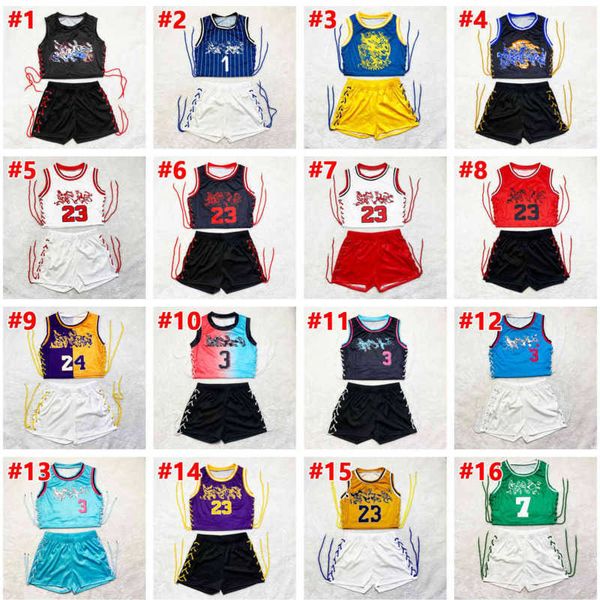 

women sports tracksuits two piece set basketball baby outfits fashion short suit sleeveless letter print vest pants jogging suits, White