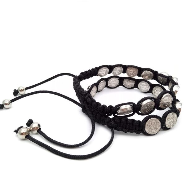 

bracelet noir st. benedict croix catholicisme cadeau bijoux religieux, Black