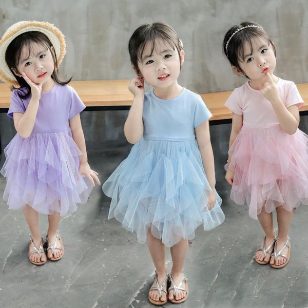 

girl's dresses 2021 girls clothing dress sleeveless summer solid color costume casual for 1-6 years kids clothes, Red;yellow