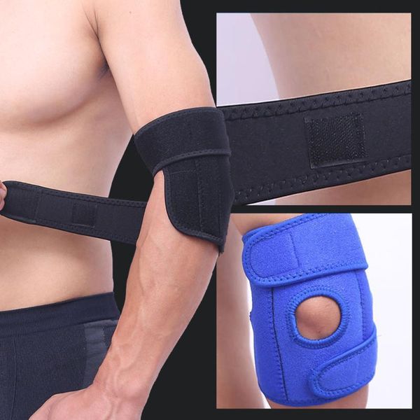 

elbow & knee pads guards sports breathable compression sleeves support brace elastic tennis wraparound adjustable strap basketball, Black;gray