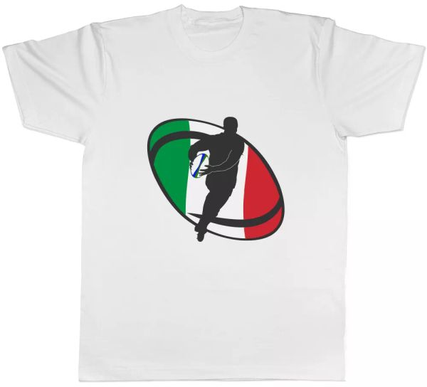 

italy rugby mens t-shirt, White;black