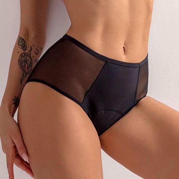 

women's panties 1pcs menstrual period large plus size leak proof underpants female high waist underwear ladies, Black;pink