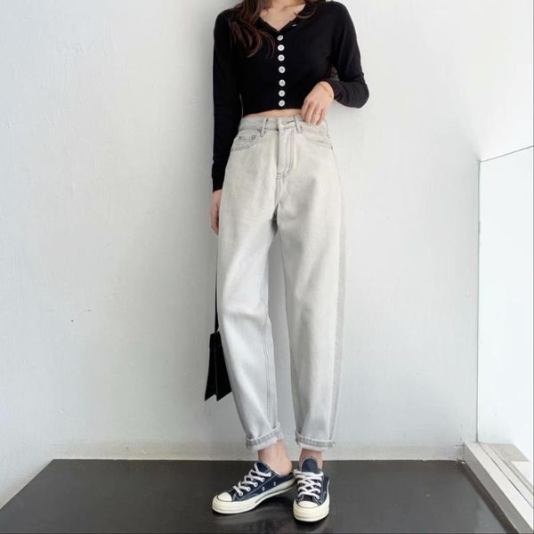 

women's jeans 2021 turnip pants vintage high waist woman boyfriends full length mom cowboy denim vaqueros muje, Blue