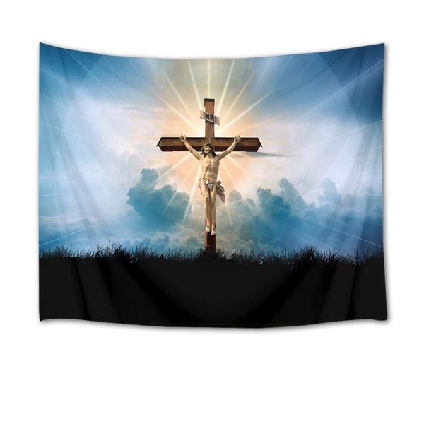 

tapestries jesus on the cross 3d watercolor wall blanket christian tapestry