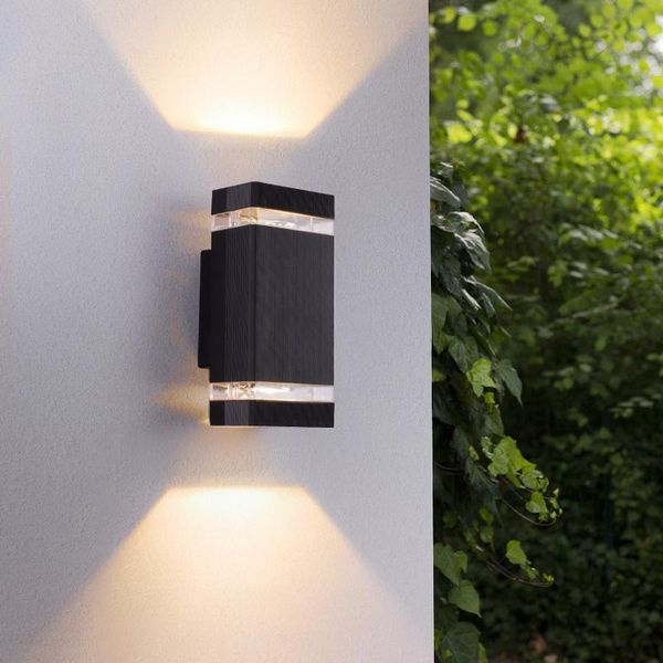

up and down wall light outdoor gu10 10w porch black gray waterproof garden aluminum ip65 lamps