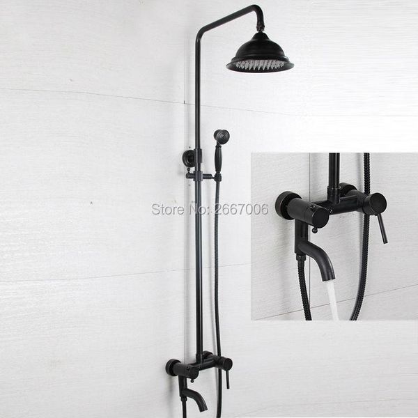 

wholesale and retail bath faucet with sliding bar black finsih rain shower set & cold mixer gi284 bathroom sets