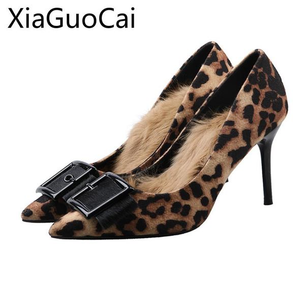 

dress shoes leopard fashion women high heels female warm pumps vibrato plus velvet winter girls cute thin, Black