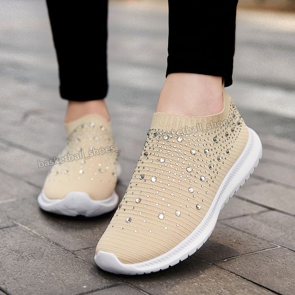 

fashon womens shoes larges size rhinestone socks color matching thick-soled old couple shoe sport sneaker woman trainers sneakers 35-43, Black