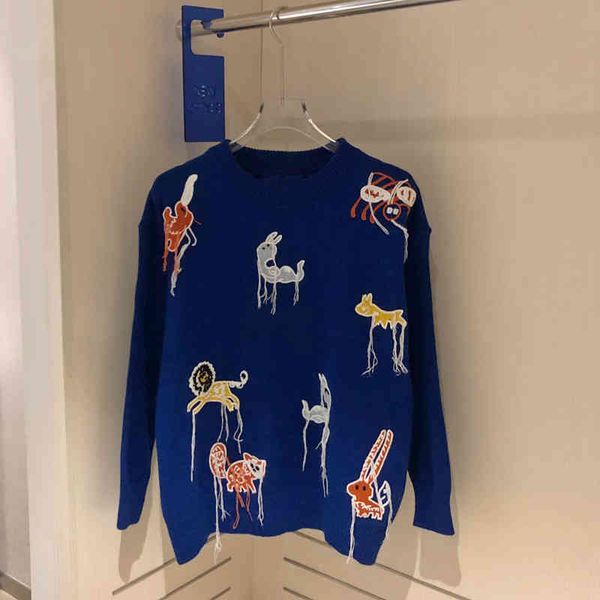 

2022 factory wholesale new model 21 early autumn gu + knitted small animal wool sweater lovers, White;black