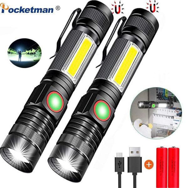 

flashlights torches 80000lm led magnetic super bright torch with cob sidelight a pocket clip zoomable for campng light magnet