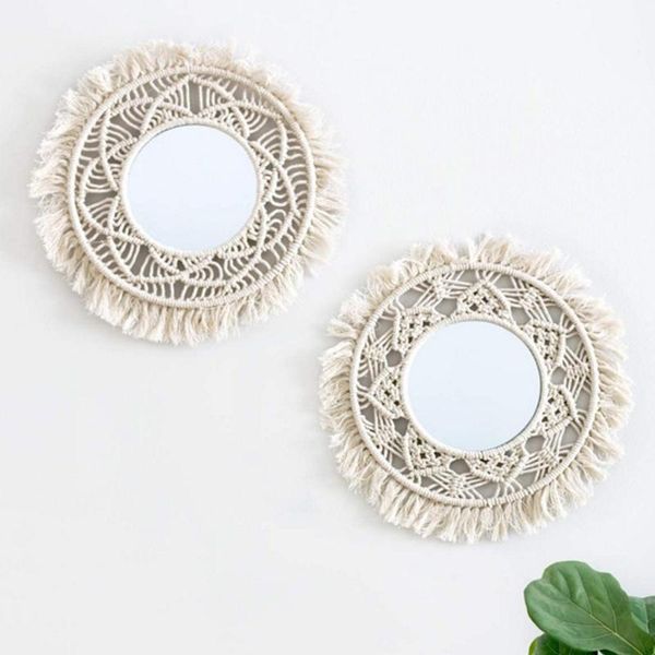 

macrame mirror handmade tapestry makeup hanging wall mirrors bohemian decoration mar-17