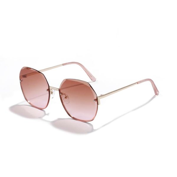 

style polygon frameless big frame sunglasses women color ocean lens gradient men glasses uv400, White;black