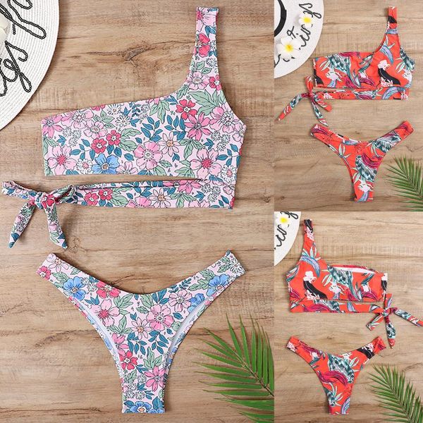 

women's swimwear bathing suits split swimsuit floral printed trajes de ba o mujer 2021 two piece, White;black