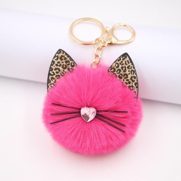 

keychains leopard cat beard nightclub plush bag pendant keychain custom wholesale ornaments diy accessories, Silver