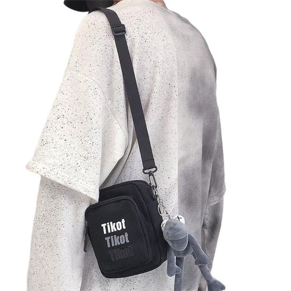 

student leisure shoulder bag square satchel letter printing zipper canvas fashionable for men storage bags
