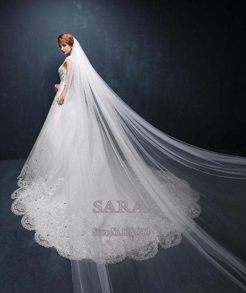 

bridal veils 2021 fashion two layer white/ivory veil 3 meters tulle long wedding soft head with comb women accessories, Black