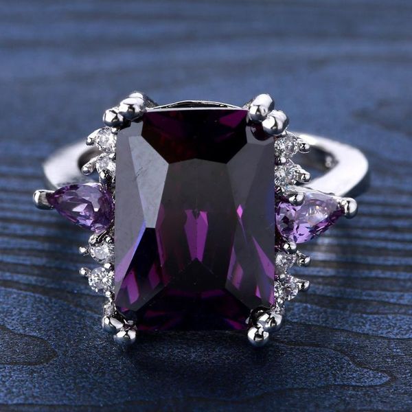 

wedding rings charms purple zircon for women jewelry ring engagement birthday christmas gift, Slivery;golden