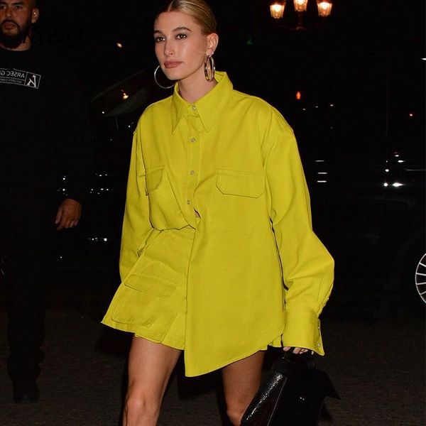 

skirts fashion week trend yellow suit oversize street po long sleeve shirt high waist short skirt women quality clothes, Black