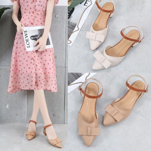 

sandals 2021 square high heels women pointed toe summer female shoes mixed color party wedding, Black