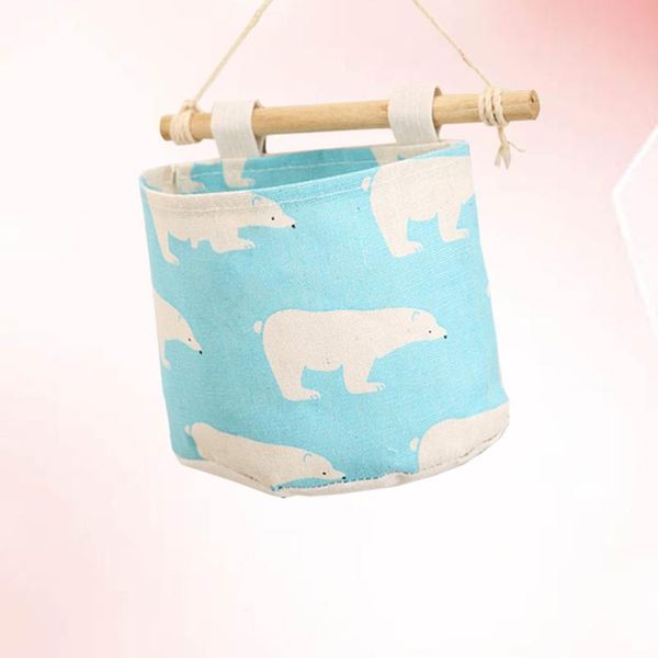 

storage bags wall hanging cotton and linen fabric art bag goods for door polar bear (blue)