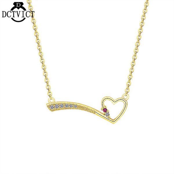 

charm cz bar heart collar necklace cold chains clavicle women romantic jewelry crystal kolye collier bijoux, Silver