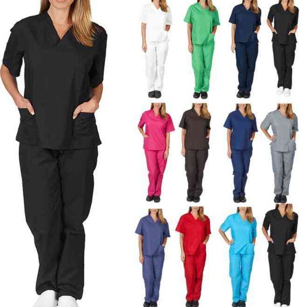 Wholesale Personalized Womens Set Top Nurse Uniform Nuovo lavoro di infermieristica a V-Neck Nucking Y1028