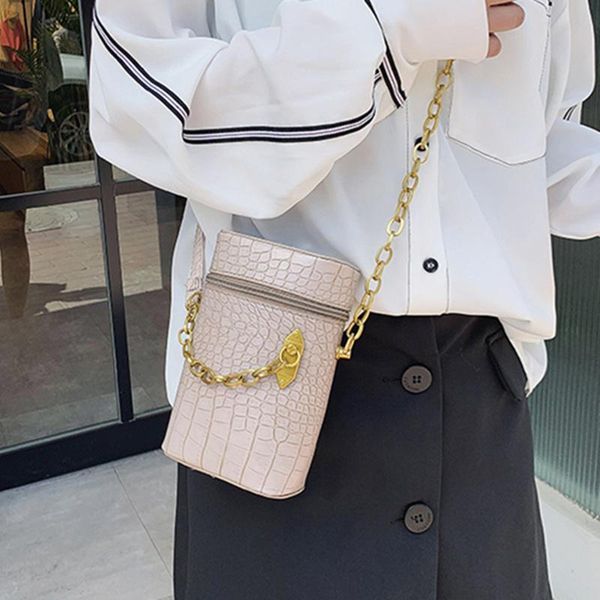 

evening bags 2021 fashionable simple women one-shoulder cross-body bag bucket small crocodile grain chain handbag