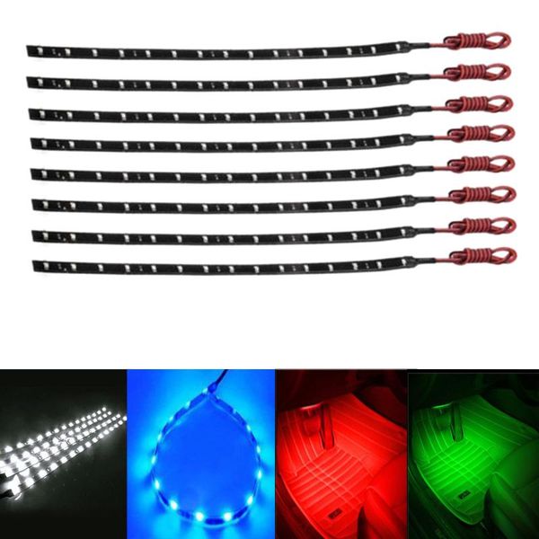 

car headlights do promotion 8pcs 12v 3258 15 led smd 30cm motor vehicle flexible waterproof strip light green/white/red/blue 2021