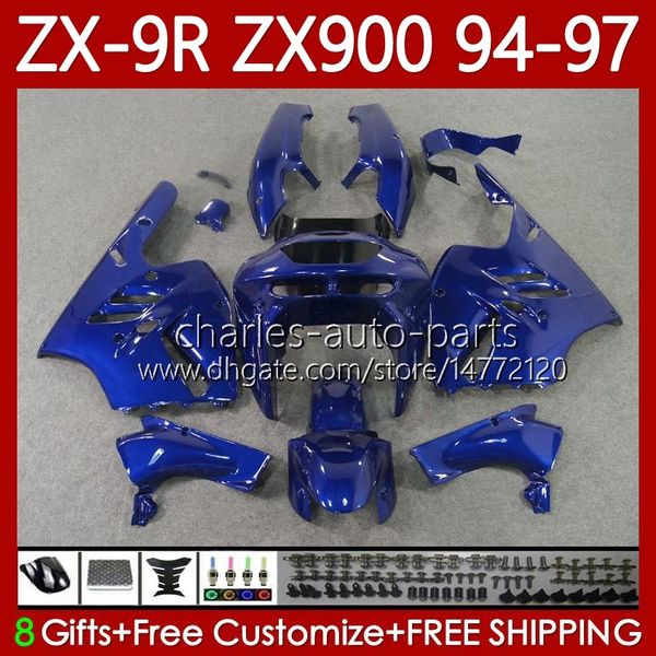 Комплект обтекателей для Kawasaki Ninja ZX-9R ZX 9R 9 R 900 CC ZX9 R ZX9R 94 95 96 97 CUDEWORK 100NO.85 ZX900 900CC ZX-900 Gloss Blue 1994 1995 1996 1997 ZX900C 94-97 OEM Moto Body