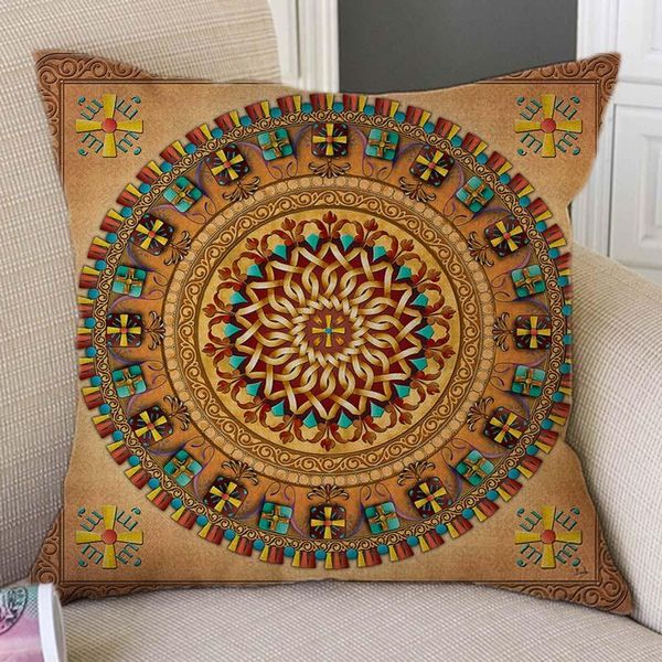 

cushion/decorative pillow buddhism mandala pattern modern geometric floral art home decorative case blue pink retro cotton linen sofa cushio
