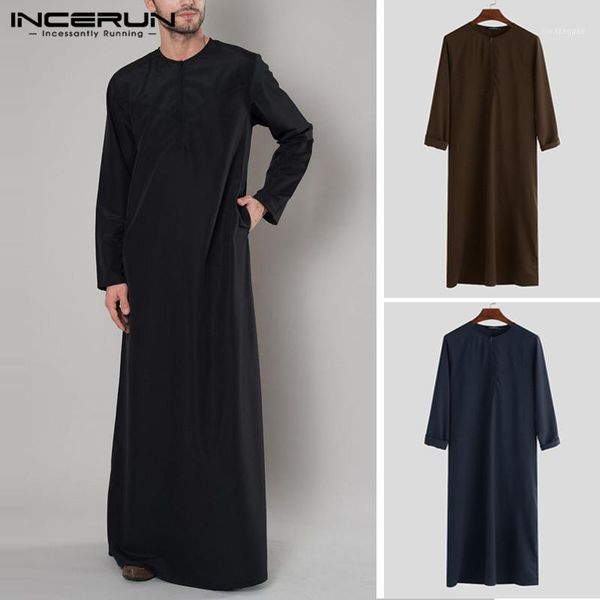 

ethnic clothing incerun 2021 muslim men arab islamic kaftan zipper long sleeve robes abaya saudi arabia jubba thobe dress caftan clothes 5xl, Red