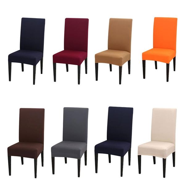 

solid color chair cover spandex slipcovers for dining room elastic covers kitchen wedding banquet el
