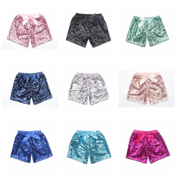 

baby sequins shorts summer pants girls glitter bling dance sequin costume glow bowknot short fashion boutique trousers yl621, Black