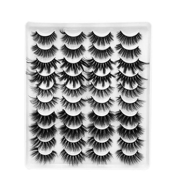 

false eyelashes 20 pairs makeup 3d mink lashes fluffy soft wispy volume natural long cross eye reusable eyelash
