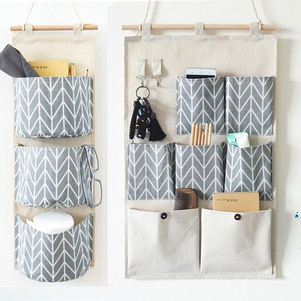 

3/7pockets cute wall mounted storage bag closet organizer clothes hanging children room pouch home decor bags