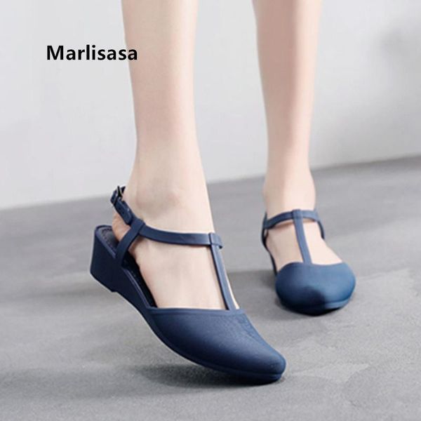 

women fashion pointed toe light weight rubber summer beach shoes ladies casual red stylish buckle strap flats h5744 dress, Black