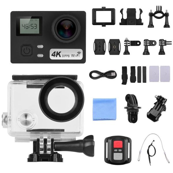 

wifi mini action camera 4k 30m waterproof 30fps 170Â° ultra-wide angle lens 64gb memory with remote shutter built-in battery cameras