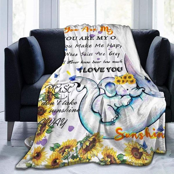 

blankets blanket to my son & daughter,sunshine elephant flannel 50" x 60" bed tapestry wall hanging,blanket gift for kids,soft l