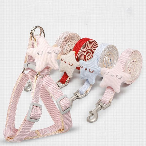 

1.2m length dog leash and harness set fashion cute soft adjustable puppy for small lady teddy woman dogs collars & leashes