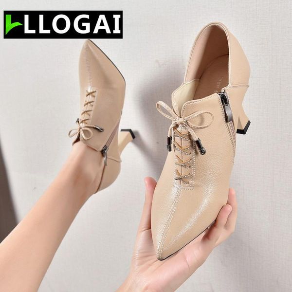 

pointed toe mid heels women 2021 autumn single shoes woman soft pu leather shoe square heel female korea style side zip black dress