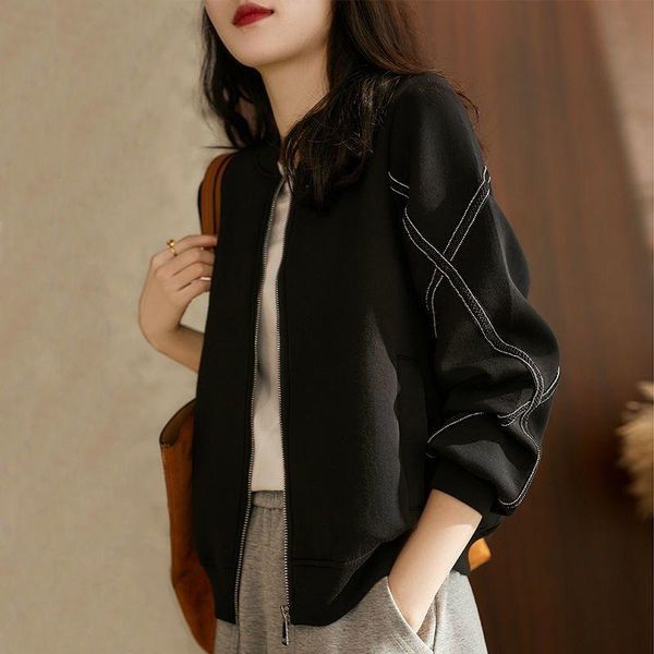 

women's jackets simple and luxurious dark green stand collar jacket for wear, Black;brown