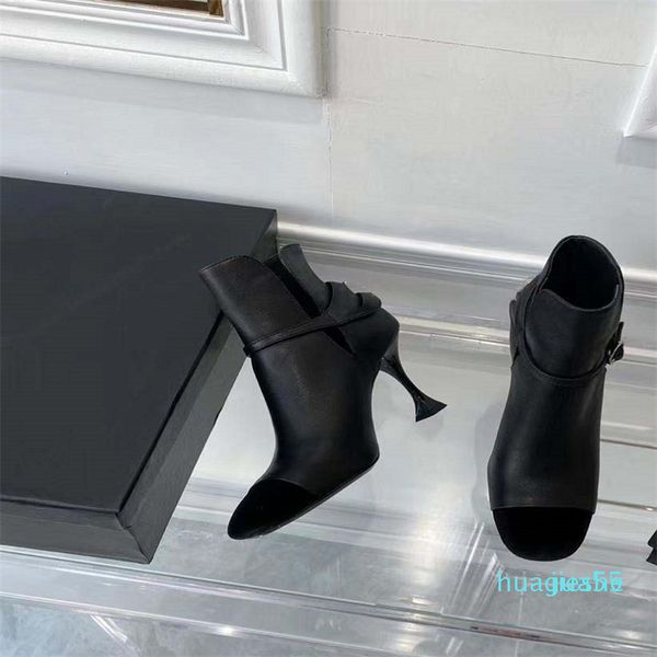 

fashion-autumn winter leather sheepskin boots fashionable leisure temperament boots ankle boot goddess bootss high quality, Black