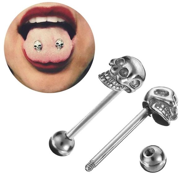 Altro Imixlot Punk Retro Acciaio Inossidabile Teschio Anello Lingua Testa Fantasma Labbra Orecchio Bilanciere Piercing Gioielli Trago Cartilagine Elica Palle