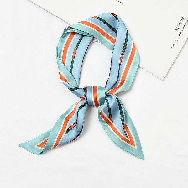 

scarves women spring fashion head scarf wide choker belt stripe design small bandana, Blue;gray