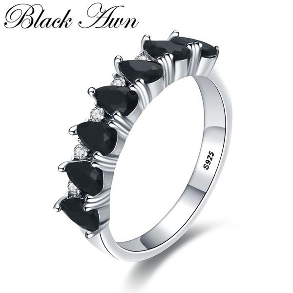 Кластерные кольца Black awn 2021 Fashion 925 Серебряное серебро серебряные украшения обручальное круглое кольцо для женщин G097