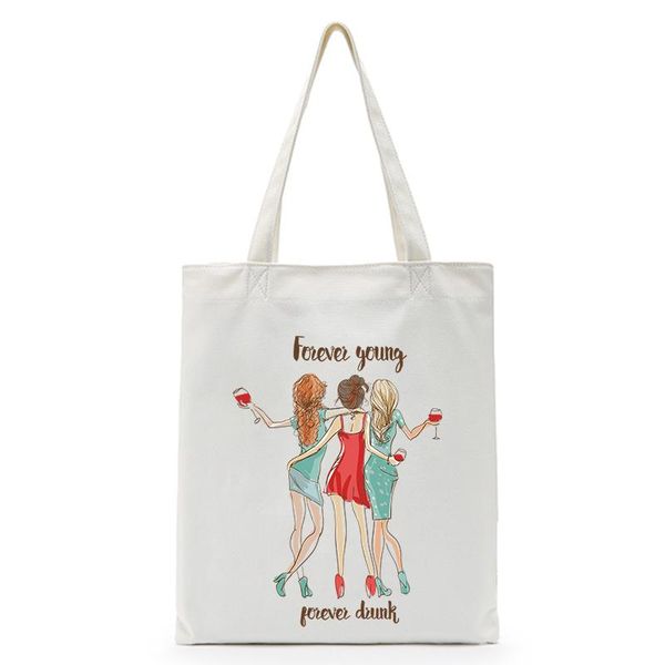 

shopping bags origina kawaii cute reusable tote bag customize eco diy pretty woman printing with foldable cosmetic