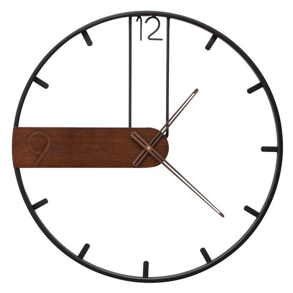 

43/53cm large round metal wall clock wrought hollow iron mute watch modern minimalism for home living room decor clocks