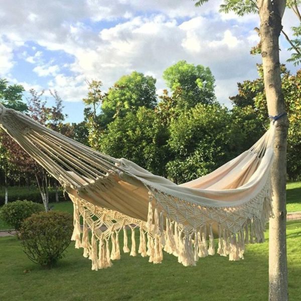 

outdoor pads 2 person hammock boho large brazilian macrame fringe double deluxe swing net chair for out/indoor patio porch decor