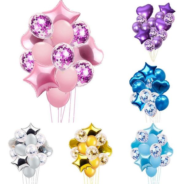 

14pcs 12/18-inch hearts stars confetti foil balloons latex wedding decoration supplies party