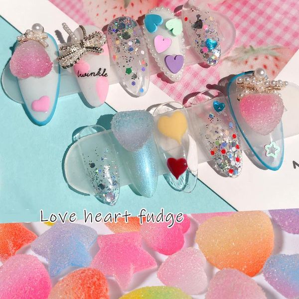 

2-5pcs/box gradient color soft candy nail art jewelry decoration heart star design fudge piece ornament diy manicure accessories1, Silver;gold